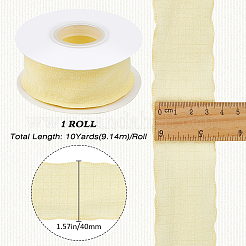 縫製装飾用のポリエステル製フリルリボン  きいろ  1-5/8インチ（40mm）  約9.84ヤード（9m）/ロール&nbsp;OCOR-WH20007-02E