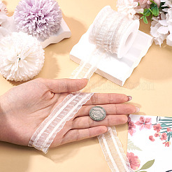 ポリエステルレースリボン  フリルレースリボン  ギフト装飾用  1個のプラスチックスプール付き  ホワイト  1インチ（25mm）  約5ヤード（4.57m）&nbsp;OCOR-TA0004-04F