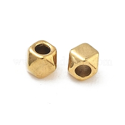 304ステンレススチールビーズ  ポリゴン  多面カット  イオンプレーティング（ip）  18KGP本金メッキ  4x4x4.8mm  穴：1.6mm&nbsp;X-STAS-D204-28G