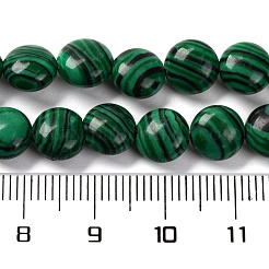 合成マラカイトビーズ連売り  フラットラウンド  7.5~8x4.5~5mm  穴：1.2mm  約50~51個  14.57~15.35インチ（37~39cm）&nbsp;G-T047-A10-01