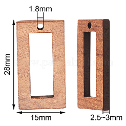 ウォールナットウッドペンダント20個  長方形  サドルブラウン  28x15x2.5mm  穴：1.8mm  20個/箱&nbsp;WOOD-CJ0001-21