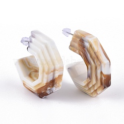 アクリルスタッドのピアス  ハーフフープピアス  304ステンレススチールスタッドピアス金具とプラスチック製イヤーナット付き  ミックスカラー  37x36x13.5~14mm  ピン：0.7mm&nbsp;EJEW-JE03478