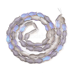 つや消しガラスビーズ連売り  魚  アザミ  15x8.1x5mm  穴：0.9~1mm  約55個/連  25.59''（65センチメートル）&nbsp;X-GLAA-T023-40C-04