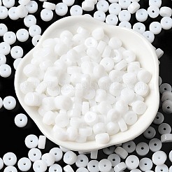 不透明色のガラスシードビーズ  コラム  ホワイト  6x3mm  穴：1.4mm  約2027個/ポンド&nbsp;SEED-E001-P3x6mm-05