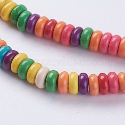 合成ターコイズビーズ連売り  ロンデル  染め  ミックスカラー  6x2.5mm  穴：1mm  約140個/連  約15インチ&nbsp;G-E456-33G-3X6mm