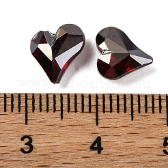 ガラスラインストーンカボション  後ろ向き  多面カット  ハート  シャム  9x8x4mm&nbsp;RGLA-A026-05A-208SS