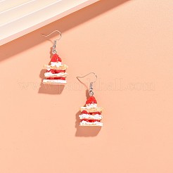 誕生日用樹脂ダングルイヤリング  イチゴのケーキ  プラチナ  レッド  45x19mm&nbsp;WG88414-01