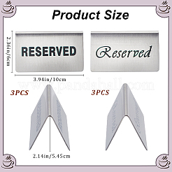 6個 2スタイル ステンレススチール ホテル レストラン テーブル 予約テント サイン  ステンレス鋼色  55x100x54.5mm  3個/スタイル&nbsp;AJEW-CP0003-76