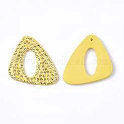 アクリルパーツ  ラインストーン付き  三角形  ゴールド  黄水仙  39.5x38.5x3.5mm  穴：1.5mm&nbsp;RB-S057-23C