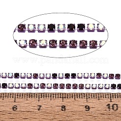 鉄ラインストーンカップチェーン  スコアー  スプールで  アメジスト  2x2x2mm  約10ヤード/ロール&nbsp;CH-Q006-02A-06