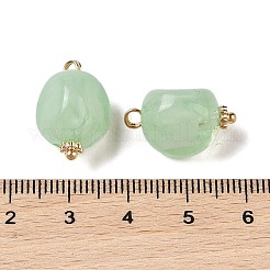 アクリルパーツ  天然石風  真鍮のループを有します  ナゲット  薄緑  19x12.5x11.5mm  穴：2mm&nbsp;MACR-C033-01F