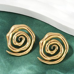 304ステンレススチールスタッドピアス  ゴールドカラー  渦巻き  26x28mm&nbsp;EJEW-U071-02B-G