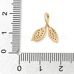 真鍮マイクロパヴェクリアキュービックジルコニアチャーム  14KGP本金メッキ  葉  15x13x4mm  穴：4x1.8mm&nbsp;KK-B130-03G-03