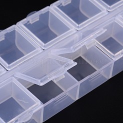 直方体プラスチックビーズコンテナ  フリップトップビーズ収納  10のコンパートメント  ホワイト  13.2x6.2x2.05cm&nbsp;X-CON-N007-02