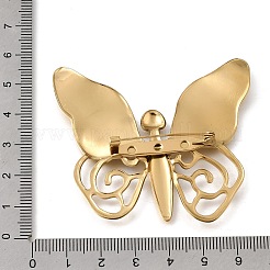 304ステンレススチール製ラペルピンブローチ  女性用スーツジャケットの襟ピン  蝶  ゴールドカラー  53x60.5mm&nbsp;JEWB-F048-03G