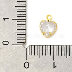 本物の 18k 金メッキ ラックメッキ 真鍮 マイクロパヴェ キュービックジルコニア ペンダント チャーム  鉛フリー＆カドミウムフリー  ハート  9x7x3mm  穴：1.2mm&nbsp;KK-S396-05E