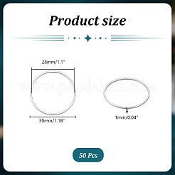 304ステンレススチール製リンキングリング50個  ステンレス鋼色  30x1mm  内径：28mm&nbsp;FIND-UN0003-62