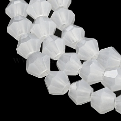 ジェイド風ガラスビーズ連売り  多面カット  双円錐形  ホワイト  4x4mm  穴：0.8~1mm  約75~78個/連  28~29cm&nbsp;EGLA-A039-J4mm-D06