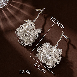 女性用合金スタッドピアス  花  プラチナ  105x45mm&nbsp;WG5E48F-02