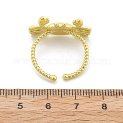 女性用真鍮カフリング  ラックめっき  長持ちメッキ  カドミウムフリー＆鉛フリー  18KGP本金メッキ  カニ  内径: 調節可能  カニ：23.5x16mm&nbsp;RJEW-C123-08C-G