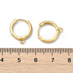 シェグレース 真鍮製マイクロパヴェ クリアキュービックジルコニア フープピアス金具  カドミウムフリー、ニッケルフリー、鉛フリー、ループ付き  18KGP本金メッキ  15~16x14x2.5mm  穴：1.5mm&nbsp;XGR0155G-95G
