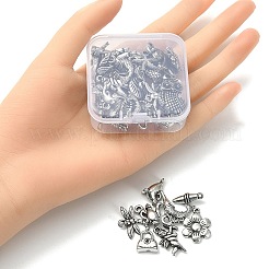 20g CCBプラスチックビーズ  DIYのジュエリーには  女の子＆フクロウ＆クローバー＆クロス＆マネーバッグ＆シェル＆魚＆蝶  アンティークシルバー  7~29x11~18x2~7mm  穴：1.4~3mm&nbsp;CCB-YW0001-20