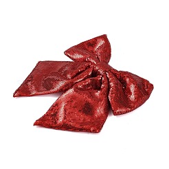 クリスマス プラスチック スパンコール 大きな蝶結びペンダント デコレーション  クリスマスツリーの吊り下げ飾り用  暗赤色  240x230x35mm&nbsp;AJEW-S088-04A