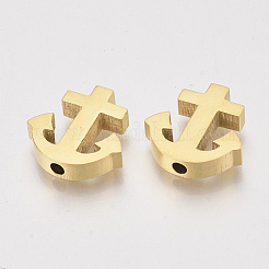 304ステンレススチールビーズ  アンカー  ゴールドカラー  14.5x14x3mm  穴：1.8mm&nbsp;STAS-S079-139B