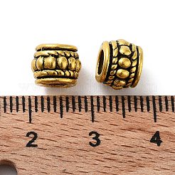チベット風合金ビーズ  カドミウムフリー＆鉛フリー  コラム  アンティーク黄金  8x6.5mm  穴：4mm  約1000個/1000g&nbsp;FIND-Q094-37AG