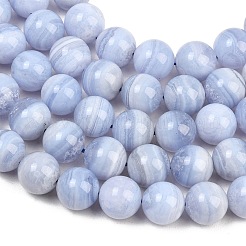 天然石ブルーレースアゲートビーズ連売り  スムーズなラウンド  グレードA  12mm  穴：0.9mm  約32~33個/連  15.35''（39cm）〜15.55''（39.5cm）&nbsp;G-D106-A01-12mm