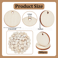 未完成の木のペンダント  フラットラウンド  ベージュ  25x2.5mm  穴：3mm&nbsp;WOOD-WH0050-058