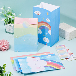 12個 4スタイル レインボープリント クラフト紙ギフトバッグ  ショッピングバッグ  長方形  ミックスカラー  12x8x21cm  3個/スタイル&nbsp;AJEW-TA0003-38