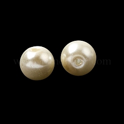 真珠のようなガラスの模造真珠ビーズ  ラウンド  レモンシフォン  8~8.5x8mm  穴：1.5mm&nbsp;HY-XCP0001-31