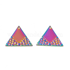 イオンプレーティング（IP）304ステンレスペンダント  トライアングルチャーム  虹色  23x26.5x1mm  穴：1.5mm&nbsp;STAS-B031-18R