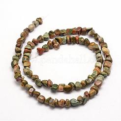 天然石ライオライトジャスパービーズ連売り  ナゲット  3~5x3~5x3~8mm  穴：1mm  約85~90個/連  15.7インチ（40cm）&nbsp;G-F465-02