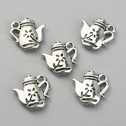 チベットスタイルのカップをテーマにした合金チャーム  ティーポット模様  13x13x3mm  穴：1.4mm&nbsp;FIND-CJC0016-09-01