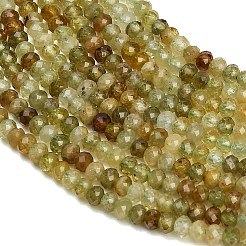 天然のグリーンガーネットビーズ連売り  多面カット  ロンデル  3x2mm  穴：0.6mm  約177~185個/連  15.31''~15.43''（38.9~39.2センチメートル）&nbsp;GG-CBA77FB-C01-01