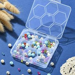 クリアプラスチックビーズ収納ケース  ハニカムビーズケース 6 コンパートメント  DIYアートクラフト用  ネイルダイヤ  ビーズ収納  透明  9.2x8x1.8cm&nbsp;CON-YW0001-55