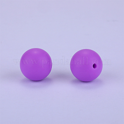丸いシリコン焦点ビーズ  暗紫色  15mm  穴：2mm&nbsp;SI-JX0046A-04