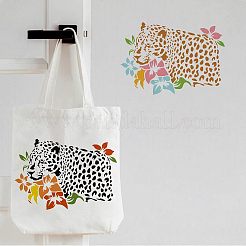大きなプラスチック製の再利用可能な描画絵画ステンシル テンプレート  スクラップブック、布地、タイル、床、家具、木材の塗装用  長方形  豹柄  297x210mm&nbsp;DIY-WH0202-226