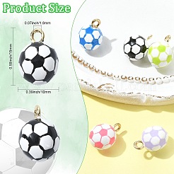 6本6色合金エナメルペンダント  サッカーのチャーム  ゴールドカラー  ミックスカラー  15x10mm  穴：1.8mm  1pc /カラー&nbsp;ENAM-CJ0007-62