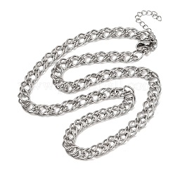 6.5mm 304ステンレススチール製ダブルリンクチェーンネックレス（男女兼用）  変色なし  ステンレス鋼色  16.46インチ（41.8cm）&nbsp;SA-CBA37BC-22P