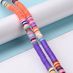 手作り樹脂粘土ビーズ連売り  フラットラウンド  ヒシビーズ  レッドオレンジ  6x0.2~2mm  穴：2mm  約305~310個/連  15.35~ 15.55インチ（39~39.5cm）&nbsp;CLAY-C003-04I