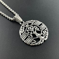 304ステンレススチールの生命の木ペンダント、ヴィンテージパンクファッションの個性的なネックレス  ステンレス鋼色&nbsp;ZM5321