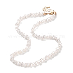 バロック調プラスチック製模造ケシパールビーズネックレス（女性用）  ホワイト  15.55インチ（39.5cm）&nbsp;NJEW-H047-10