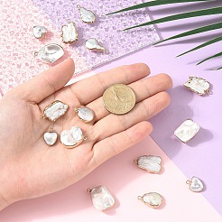 バロックナチュラルケシパールペンダント2個  ナゲットチャーム  真鍮のループを有します  ホワイト  ライトゴールド  21~23x14~16x5~8mm  穴：1.6~1.8mm&nbsp;PEAR-YW0001-11