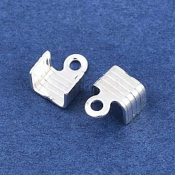 真鍮製折りたたみ式カシメエンドパーツ  圧着コードの端を折ります  カドミウムフリー＆鉛フリー  925銀メッキ  7.5x5.5x4.5mm  穴：1.4mm  内径：4.5mm&nbsp;KK-C163-07S