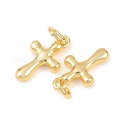 真鍮製チャーム  クロスチャーム  丸カン付き  18KGP本金メッキ  14.5x8.5x2.5mm  穴：3.5mm&nbsp;KK-G549-13G
