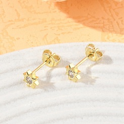 ブラス パヴェ キュービックジルコニア スタッド ピアス  太陽  鉛フリー＆カドミウムフリー  ラックめっき  長持ちメッキ  18KGP本金メッキ  5.5x5.5mm&nbsp;KK-CBA98BA-22G