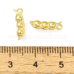 豆ポッドラックメッキ真鍮ペンダントチャーム  鉛フリー＆カドミウムフリー  18KGP本金メッキ  13x4x2mm  穴：1.2mm&nbsp;KK-S396-20